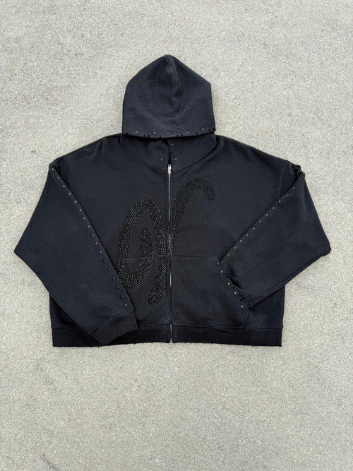 “Gems & Jewels” Black zip-up